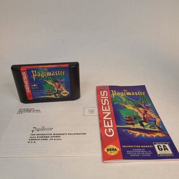 THE PAGEMASTER SEGA GENESIS COMPLETE IN BOX W/ REGISTRATION CARD Very Good - Picture 2 of 10